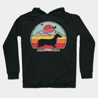 Dachshund Retro Vintage Sunset Hoodie